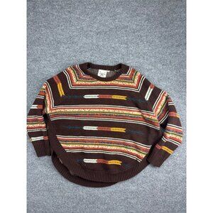 Cotton & Rye Outfitters Pullover Sweater Women's L Brown Stripe Aztec Western